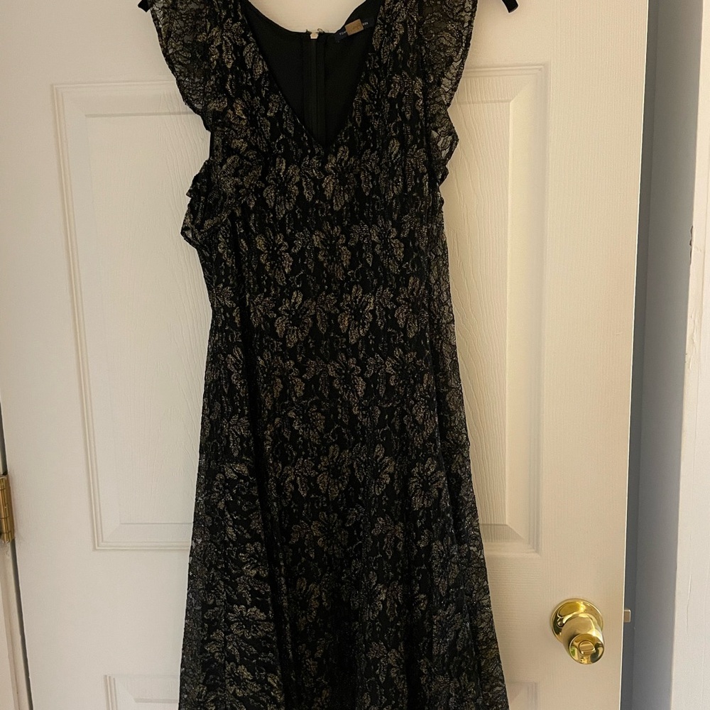 Tommy Hilfiger Black and Gold Floral Dress Size 10